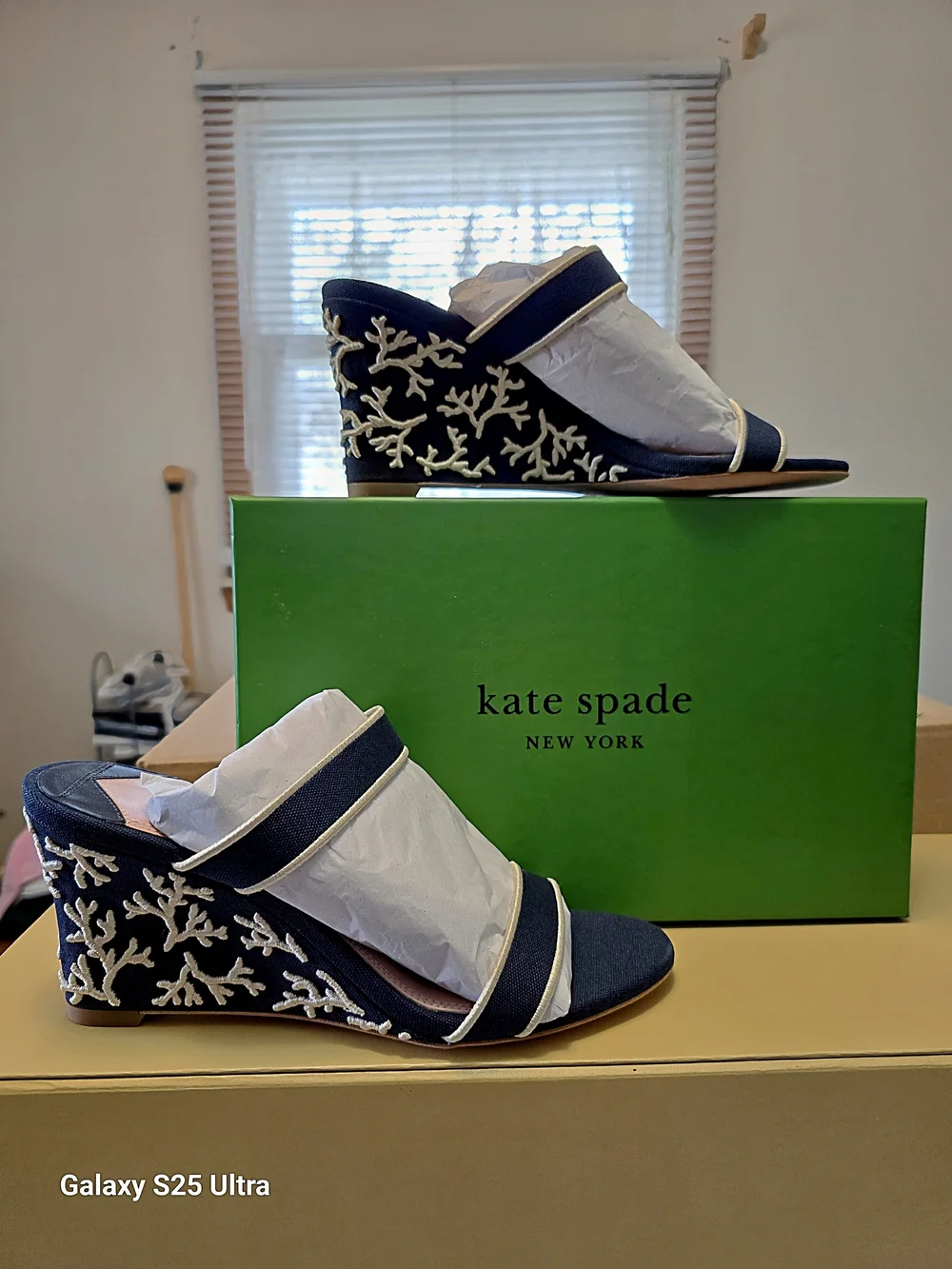 Kate Spade Santorini Wedges In Blazer Blue/Cream  Size 7B